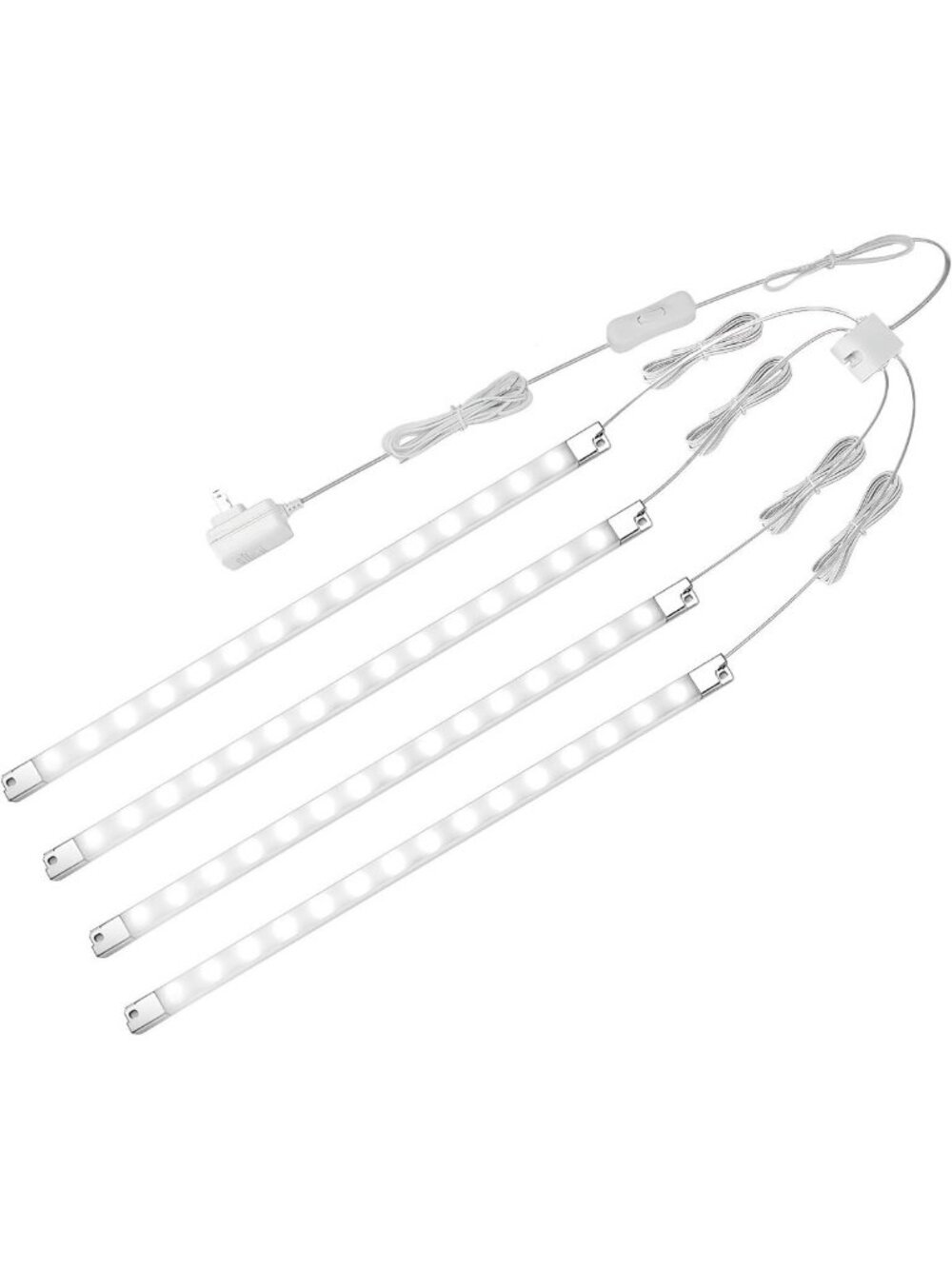 4-Pack LED Display Case Lights, Plug-in Cabinet Lighting Kit, 6000K Bright